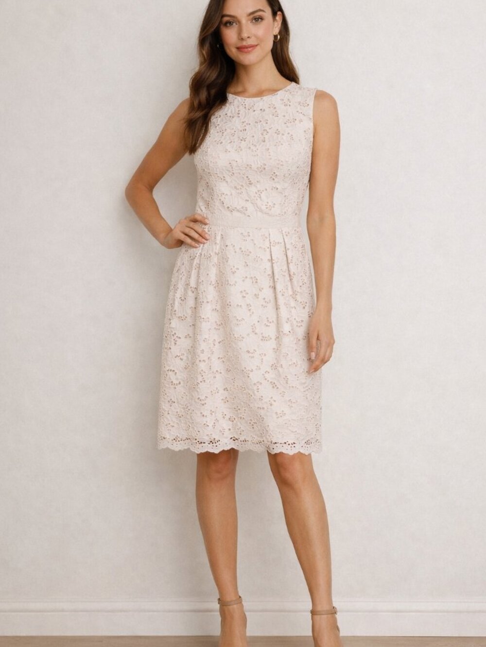 Stella McCartney Cutwork Cotton Sheath Dress – Cream Blush – IT 44 (US 8-10/US M